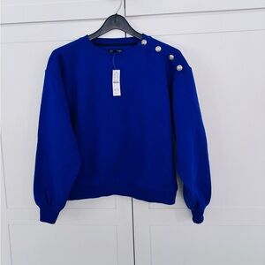 J. Crew Vibrant Blue sweatshirt with Button Accents